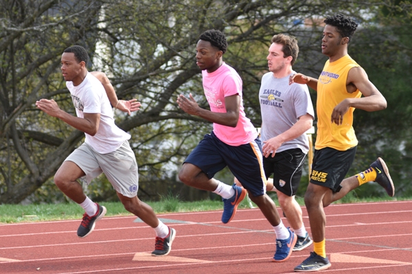 Back to try to improve on their fifth-place state finish in the 400-meter relay are (from left) Justice Harris, Kaylon Jenkins, Jacob Clay and Deshaun Johnson.
